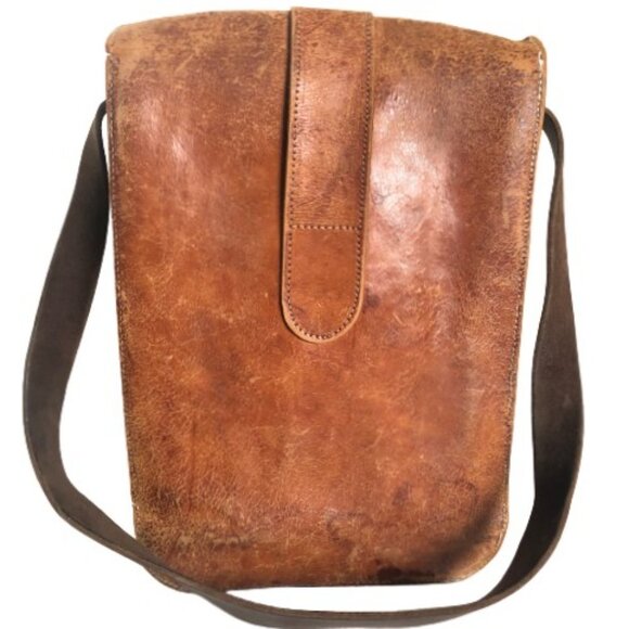 🌻host pick🌼 Vintage 70s distressed rectangle shaped leather shoulder bag purse - Picture 2 of 16
